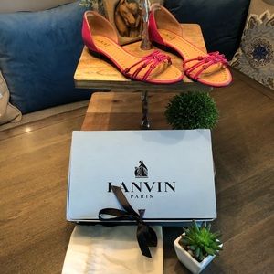 LANVIN🌺Pretty Pink Leather Flats/Sandals🌺